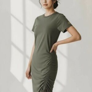 Michael Kors | Ruched Olive T-shirt Dress